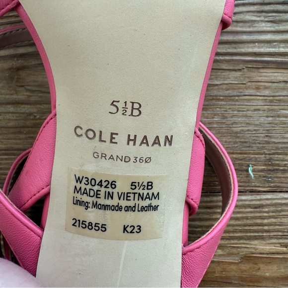 Cole Haan Leather Addie Strappy Sandals Women’s 5.5 Pink Cushion Comfortable NEW - Picture 9 of 9